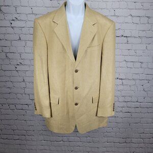 Bachrach Gold 100% Silk Herringbone 3 Button Notch Blazer Sport Coat 42L